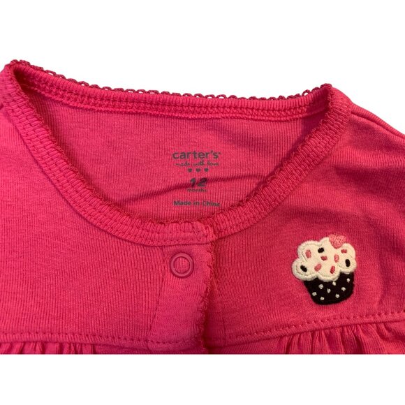 New Carters Pink Girls Infant baby Size 12 months Pink Cardigan snap up jacket c - Picture 4 of 4
